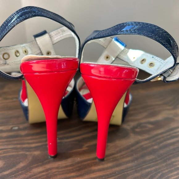 Jennika patent leather red, white, and blue sandals in size 5 - Picture 4 of 4